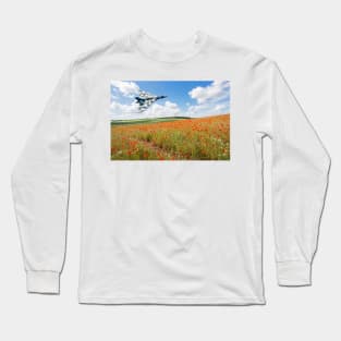 Avro Vulcan B2 bomber over a field of red poppies Long Sleeve T-Shirt